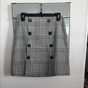 Classic Navy and White Plaid Skirt